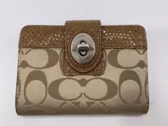 COACH コーチ 二つ折り 財布 ウォレット ブラウン シグネチャー