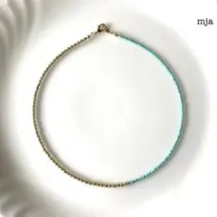 New✧˖°ターコイズ×ゴールド　バイカラーネックレス