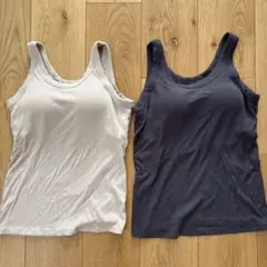 ブラカップ付きブラトップ2枚セット（ホワイト・ダークグレー）