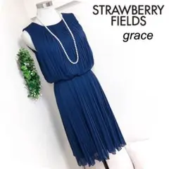 ストロベリーフィールズグレースネイビープリーツワンピース