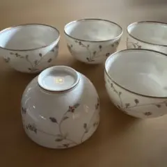 花柄金縁湯飲み5個セット