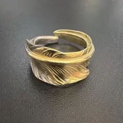 【美品】リンチシルバースミス　芯金　フェザーリング　約18号　シルバー×ゴールド 美品】リンチシルバースミス 芯金 フェザーリング 約18号 シルバー