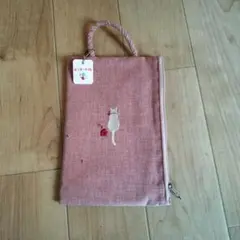 猫刺繍ピンクハンドバッグ