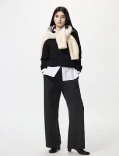 UNIQLO ウォームフリースストレートパンツ/標準M