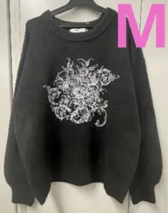 新品 ニット プルオーバー Mサイズ 黒　セーター 長袖ニット 長袖　柄入り