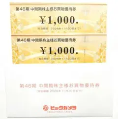 株主優待　ビックカメラ　コジマ　2000円分