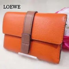 【美品】ロエベ 三つ折り財布 バーティカルウォレット アナグラム ソフトカーフ