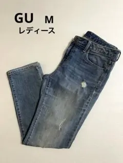 GU ダメージデニムパンツM ウォッシュ加工　ヴィンテージ風のサムネイル