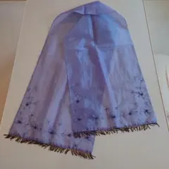 アトリエサブ　刺繍とビーズ装飾付き パープル シアー ストールのサムネイル