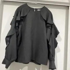 OPAQUE.CLIP フリル付き長袖トップス 38/M ダークグレー