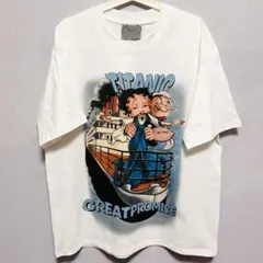 ベティポパイ タイタニック リプリント レトロ Tシャツ 半袖 メンズ 白 夏