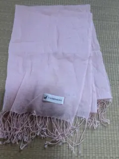 カシミヤ100% ピンクストール フリンジ付き