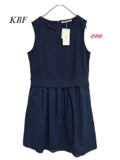 KBF 【未使用】ノースリーブ ワンピース ネイビー　one