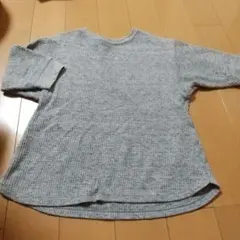 140UNIQLO キッズ カットソー 、グレー、ワッフル