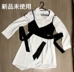 ホワイトレイヤード長袖シャツ