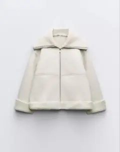 ZARA ダブルフェイスジャケット ホワイト生成り