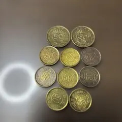 昭和古銭 菊穴五銭十銭 黄銅貨白銅貨 50銭記念貨 まとめ20枚セット旧