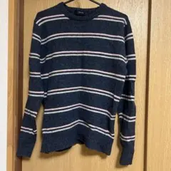 GLOBAL WORK ネイビー ストライプ ニットセーター