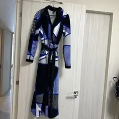 SHEIN フード付き幾何学模様ロングワンピース L