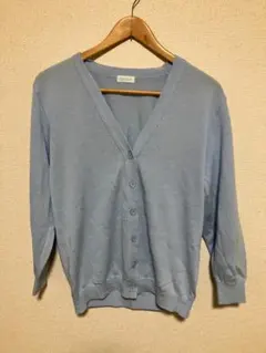 【美品】Ciメディカル ニットカーディガン M 水色 事務服 看護 介護 洗える