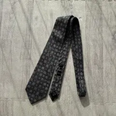 幾何学模様 ネイビー シルク ネクタイ