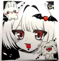 オリジナルイラスト 妖精 悪魔 女の子 手書き アナログ 萌え絵 原画