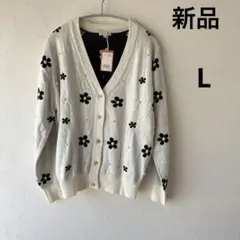 『新品　タグ付き』allamanda花柄パール装飾カーディガン　イング