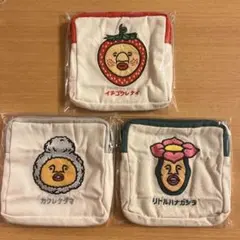 こびとづかん　スクエアポーチ　カクレケダマ　イチゴクレナイ　リトルハナガシラ