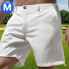 【新品/Mサイズ】ゴルフウェア メンズ ハーフパンツ 短パン ホワイト 白色