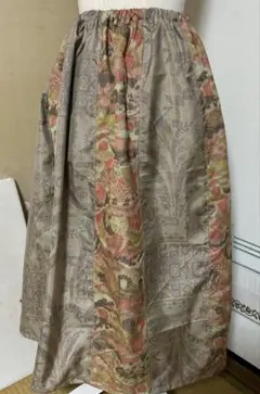 ２１１　ハンドメイド　着物　リメイク　スカート　ロング　大島紬　フリーサイズ