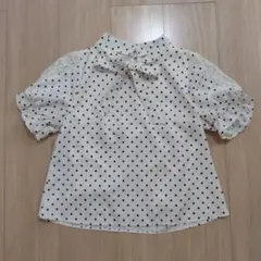 水玉模様リボン付きブラウス