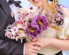 【前撮り使用】ウェディングブーケ✨パープル×ホワイト 大人可愛い造花