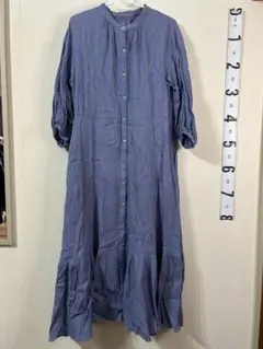 スローブイエナ ロングワンピース 長袖 ゆったり ストライプ ノーカラー