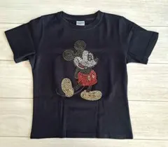 ミッキーマウス ストーン装飾 Tシャツ 黒