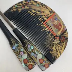 木製 天阿 草花 螺鈿 青貝 蒔絵 櫛、笄(こうがい) セット - メルカリ