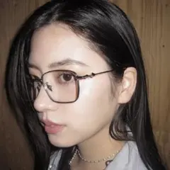 クリアレンズメガネ　度なし　シルバー　メタルフレーム　ユニセックス　y2k