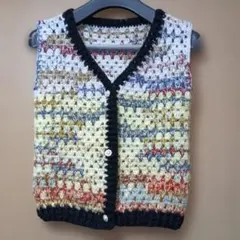 手編みのVネックベスト　前開き