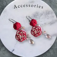 推し活オススメハンドメイドピアス（赤色）