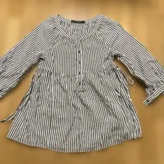 ZARA BASIC ザラベーシック ストライプ 長袖 ブラウス チュニック Sのサムネイル