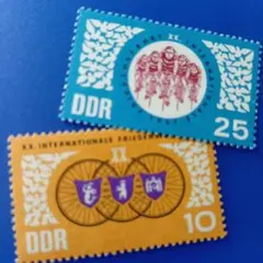 外国切手 ドイツ 1967年 国際平和自転車レース 自転車デザイン 2V
