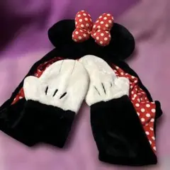 ディズニー ミニーマウス キャップ 耳付き ファンキャップ マフラー 手袋 水玉