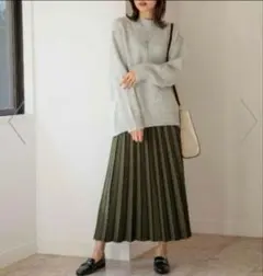 GLOBAL WORK オテラクプリーツスカート カーキ ショート丈■