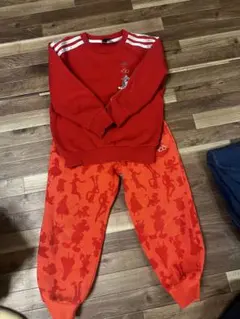 adidas Disney 100周年 セットアップ 110cm 赤 キッズ上下