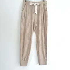 ベージュリブニットパンツ L ジョガーパンツ ゆったり ルームウェア リラックス