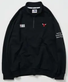 NBA/エヌビーエー 別注 NBA チームロゴ 裏毛 ハーフジップスウェット