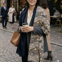 着物 リメイク ストール 白×黒×赤×青×黄色