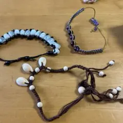 天然石・貝のブレスレット3点セット