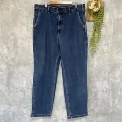 難あり【UNIQLO】デニム ワイドフィットワークパンツ ストレッチ XL