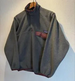 patagonia スナップT フリース XS グレーxマルーン? パタゴニア