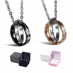 【ペアセット】2連リングネックレス キュービックジルコニア CZダイヤ